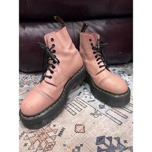 Women's Dr. Martens Pink Sinclair Napa Leather Platform‎ Boots W SZ 10 W Insert